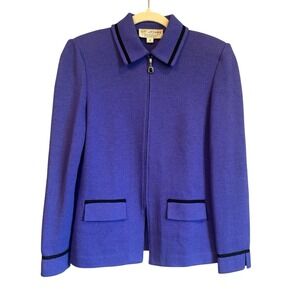 St John Collection Purple Embellished Blazer Size 4 Santana Knit‎